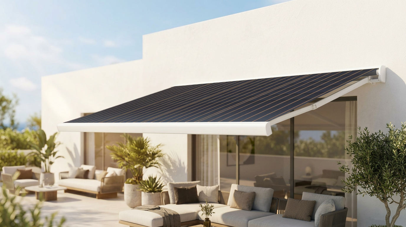 Solarmarkise  Markise mit Solar & Photovoltaik | Bis zu 30% Stromkosten  sparen
